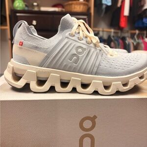 On Running Sneakers in Light Blue & Cream